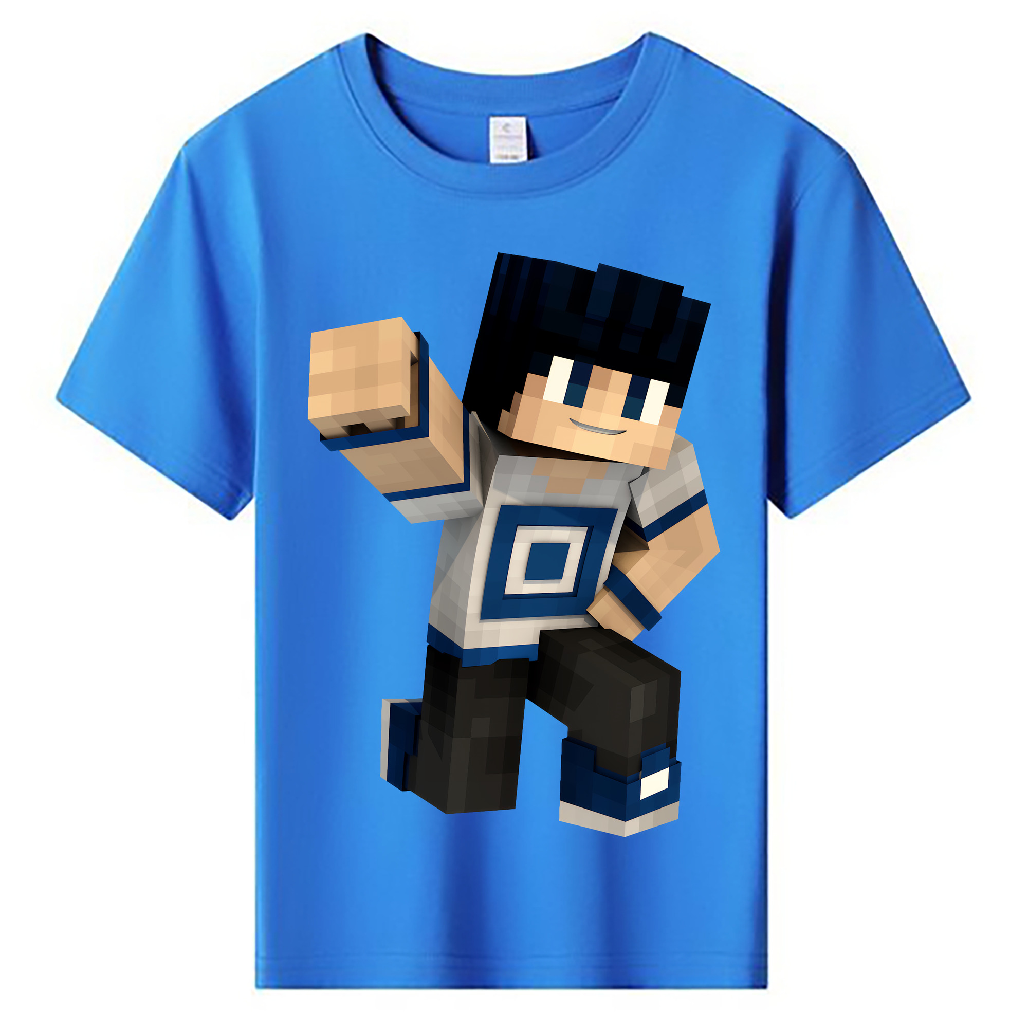 （画像用） マインクラフト ブロックの世界 Minecraft MC Block world 綿100％キッズTシャツ（フロントプリント）
